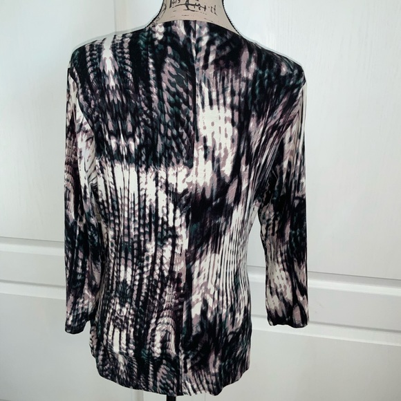 ❌📂CALVIN KLEIN TOP L/S Wrap Tye Dye Blk/Teal/Pur L - Picture 4 of 5